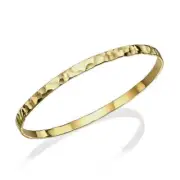 Moroccan Bangle in 14K Yellow Gold Hammered Finish Handmade Stacking Bracelet