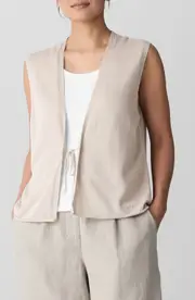 Eileen Fisher Tie Front Sweater Vest in Undyed Natural at Nordstrom, Size Medium