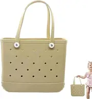 [Zankie] Beach Bag Lightweight EVA Waterproof Beach Tote Bag With Holes Sandproof Large Size Handbag Open Handbag For Sports Gym Travel Market Outdoor