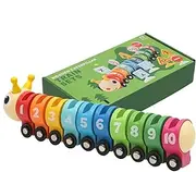 Caterpillar Counting Classic Toy - Developmental Cognitive Math Toys - Color Recognizing Counting Game, Colorful Wheel Train for School Classroom Education