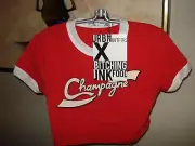 NEW URBAN OUTFITTERS DEAD STOCK BITCHING AND JUNK FOOD CHAMPAYNE HALF SHIRT $325