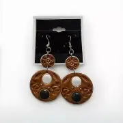 Handmade Clay W/ Stones FASHION JEWELRY Dangle Earrings 3” LONG!