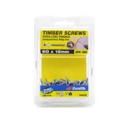 Zenith 6G x 16mm Zinc Plated Hinge-Long Thread Countersunk Head Screws 100 Pack