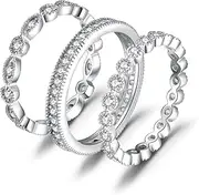 [JewelryPalace] 14K Gold Plated 925 Sterling Silver Rings for Women, Cubic Zirconia Promise Rings for Her, Stackable Wedding Bands Rings for Women Set Size 4-12
