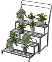 Metal Plant Stand for Outdoor Indoor, 4-Tier Aluminum Plant Stands, Multiple Pla