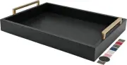 Decorative Coffee Table Tray - Ottoman - Breakfast, Drinks, Pitch Black