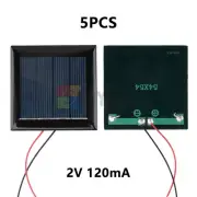 5Pcs 1.5/2/3/5V Solar Panel Polysilicon Module DIY Solar Panel w/Wire 60-150mA