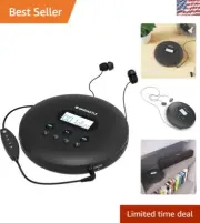 Portable Bluetooth CD Player with Rechargeable Battery - 12Hr Anti-Skip Discman