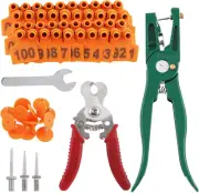 105Pcs Numbered Cattle Ear Tags and Pliers Applicator Remover Tools Set Plastic