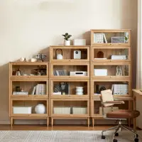 在飛比找momo購物網優惠-【Taoshop 淘家舖】W全實木書櫃簡約現代橡木置物櫃客廳
