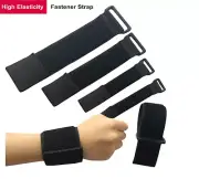 Hook and Loop Elastic Fastener Cable Strap Ties Black Nylon Choose your Size