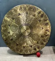 90cm large hand-made Tibetan gong bell meditation sound balancing-flower of life