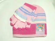 NEW ~STRAWBERRY SHORTCAKE~ KNIT BEANIE HAT AND GLOVE SET
