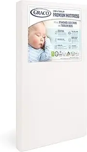 Graco Premium Crib & Toddler Mattress – GREENGUARD Gold Certified & CertiPUR-US Certified, Fits All Standard Crib & Toddler Beds, Waterproof Sleep Surface, Machine-Washable Outer Cover for Easy Care