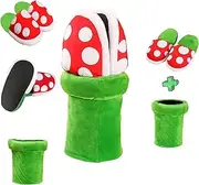[outret] Winter Plush House Slipper Funny Cosplay Shoes Cute Cotton Shoes Cannibal Flower Home Wear Sneakers Green, Red, Large