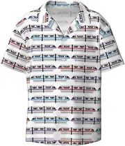 [YANYU] Monorail Train Print Hawaiian Shirts Men Short Sleeve Button Down Cuban Collar Shirt Summer Beach Days