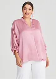 [TS] Taking Shape Satin Statement Top Size 14-16 in Pale Pink - Plus Size Women's Clothing Pale Pink