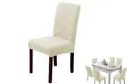 Chair Cover Universal Fitted Jacquard Seat Protector Cover for Party Home Kitchen Decor-Beige
