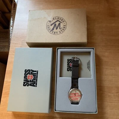 Vintage Marlboro Swiss Army Country Store Wrist Watch W/ Box & Sleeve