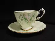 Royal Albert Laurentian Snowdrop Teacup and Saucer ~light green background