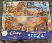 Disney Thomas Kinkade Puzzles Four 4 In 1 500 Piece Jigsaw Puzzle Mickey Minnie