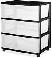 Sterilite 3-Drawer Clear Black Plastic Cart