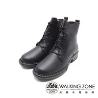 在飛比找PChome24h購物優惠-WALKING ZONE(女)百搭經典款中筒短靴 女鞋-黑色