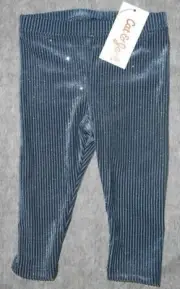 NEW Leggings - Cat & Jack sz 3t nwt Girls Velour Stripe Gray Pants w/ Sparkle