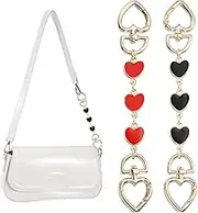 uxcell Bag Extender Chain, 2 Pcs Purse Strap Extenders Heart Shape Chain Purse Making Supplies for Replacement Handbag Shoulder Bag Wallet Decoration, Black/Red