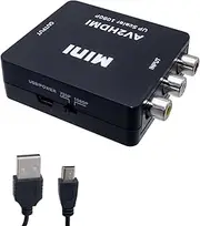 RCA to HDMI Adapter, Support 1080P 60Hz with USB-C Cable, RCA to HDMI Adapter for Wii/PS2/PS3/PC/Xbox