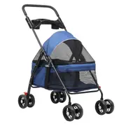 Oppsbuy Pet Stroller Dog Cat Large Carrier Travel Pushchair Foldable Pram 4 Wheels
