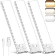 Rechargeable Motion Sensor Under Cabinet Lights - 3 Packs, Dimmable & Magnetic