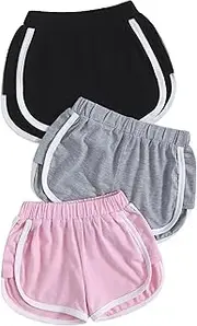 [WDIRARA] Toddler Girl's 3 Pack Elastic Waist Contrast Binding Track Shorts Workout Shorts