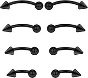 [Hnxnskt] Eyebrow Piercing Jewelry Surgical Steel Curved Barbell Tiny Eyebrow Ring Vertical Labret Lip Jewelry Ear Rook Navel Small Belly Button Ring for Women Men 16g 6mm/8mm/10mm/12mm