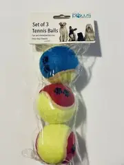 PAWS Set Of 3 Tennis Balls Dog and Puppy Toys New with Tags