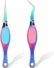 Chumia Reverse Tweezers Craft Crossing Lock Tweezers Reverse Grip Precision Curved Bent Straight Fine Tip for Craft Jewelry Beading Electronic Laboratory Work(Multi-color)