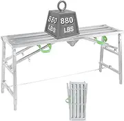 Stepladders Scaffolding Platform Multi Purpose Platform and Scaffold Combination Ladder, Adjustable Work Platform Ladder, Mobile, Aluminium - Scaffold Tower, Work Platform,180cm (Size : 140cm)