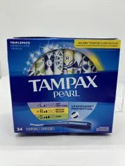 Tampax Pearl Unscented Tampons Leak Guard Lite Regular Sup L/S/R Absorbency 34ct
