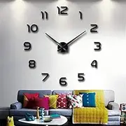 FASHION in THE CITY 3D DIY Mirror Surface Wall Clock Large Size Wall Decorative Clocks Silent Non Ticking Movement Clock Hands (Black)