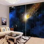 Planetary Collision 3D Blockout Photo Print Curtain Fabric Curtains Window