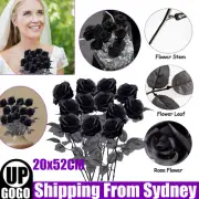 UP 100x 52cm Long Black Green Stem Artificial Rose Flowers Velvet Bunch Wedding