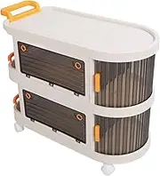 Multi Layer Utility Cart, Rolling Storage Trolley with Doors & Wheels, Plastic Storage Bin with Lid, Storage Containers for Kitchen, Bathroom, Office, Home, Laundry (2 Layer 30.5x23x23cm)