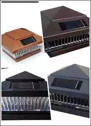 12-Pk Solar HAMMERED BROWN/BLACK/GREY/BRONZE Cap LED Light For 6x6,5x5,4x4 Post
