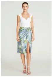 NWT $645 THEIA HELGA Crepe Mikado Floral Skirt Dress Size 2