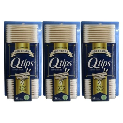 Q-tips Cotton Swabs For Beauty And First Aid And Baby Care 375 Each (Pack Of 3)