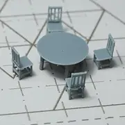 YZTS87029 1/87 Miniature Dock factory building Shipyard Display Tower Crane Round Table And Chair Combination Dining Table With Chairs