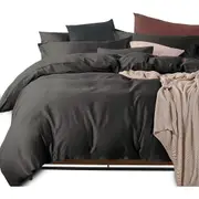Dark Grey Egyptian Bed Quilt Cover Set 3 Piece