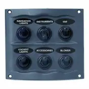 BEP Splash Proof Fused Switch Panel 6 Gang Grey