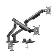 Brateck Dual Monitor Premium Slim Aluminum Spring-Assisted Monitor Arm Fix Most 17'-32' Monitor Up to 9kg per screen VESA 75x75/100x100 (Space Grey)