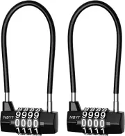 Long Shackle Combination Padlock, 2Pcs 4-Digit Resettable Padlock, Waterproof Lo
